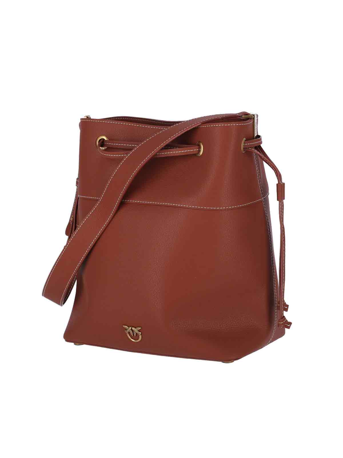 Pinko Logo Bucket Bag In Brown