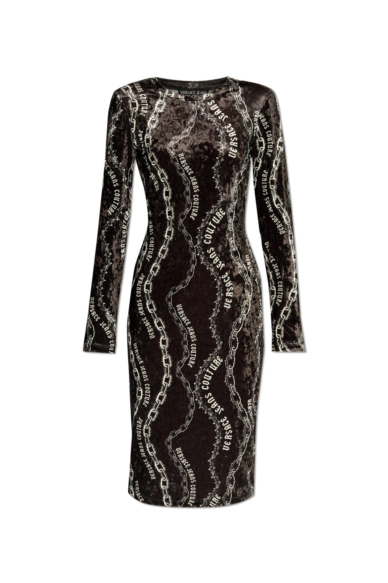 Shop Versace Jeans Couture Dress With Pattern In Black