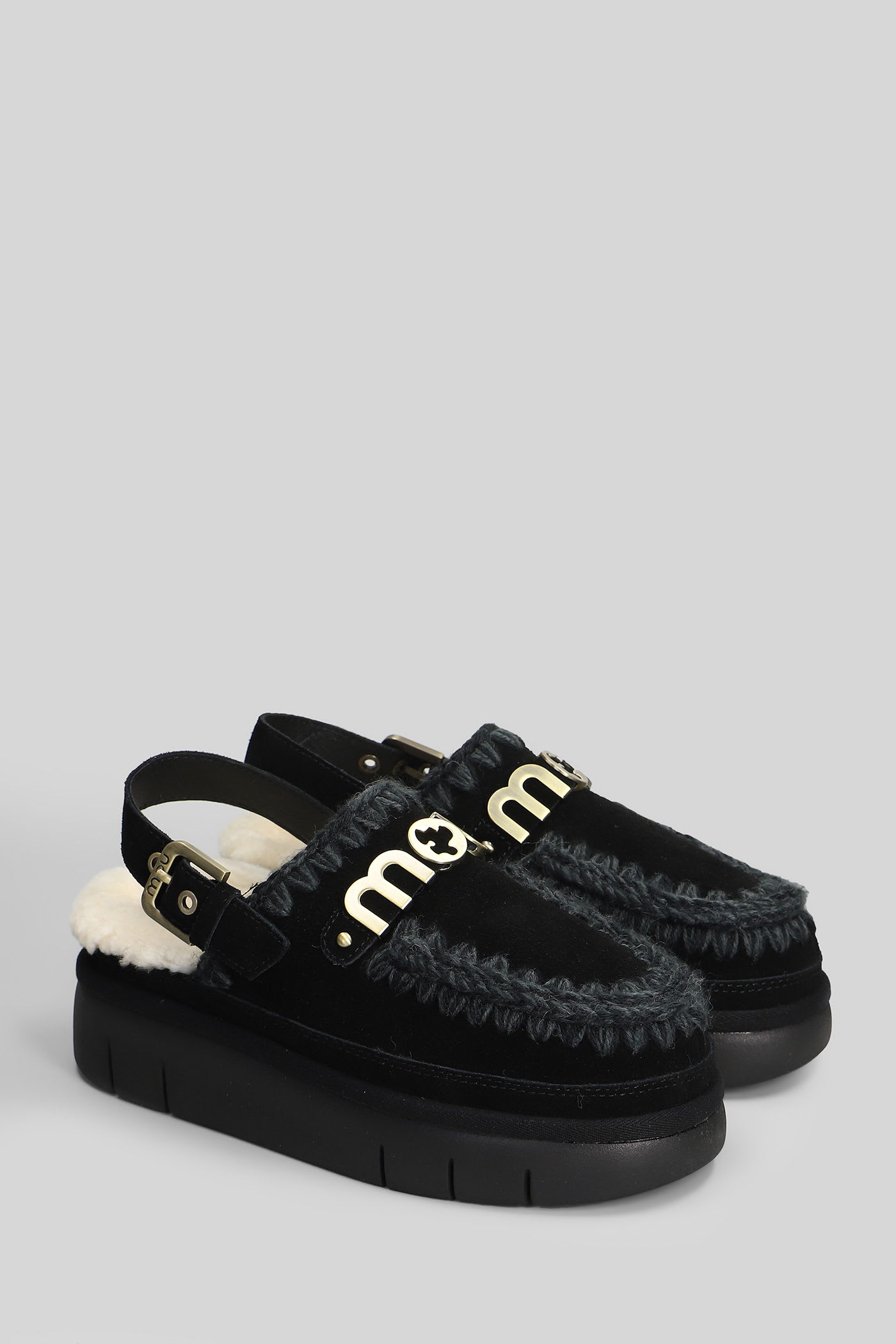 Mou 'bounce Clog Back Strap' Sabots In Black