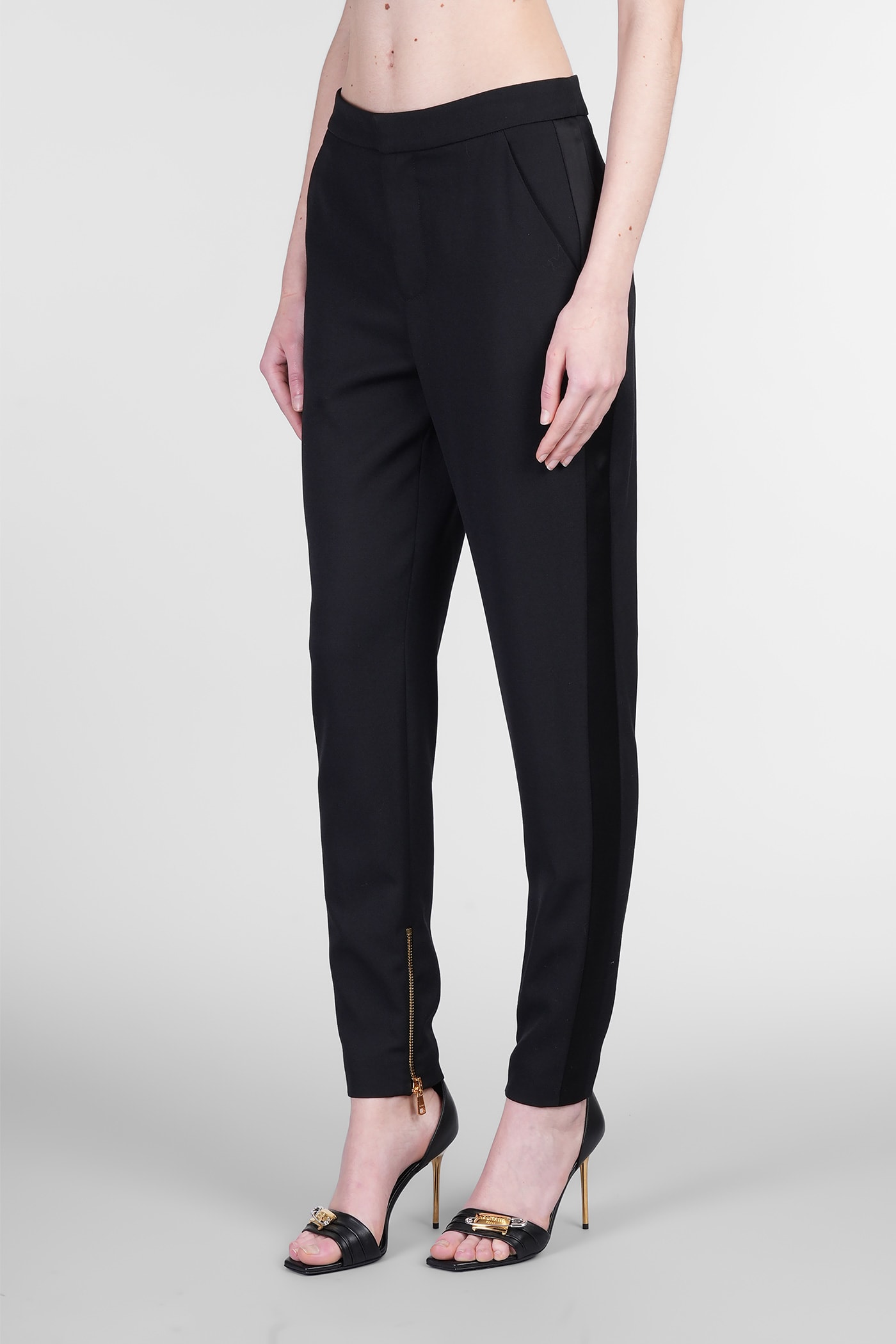 Balmain Pants In Black Wool In Black