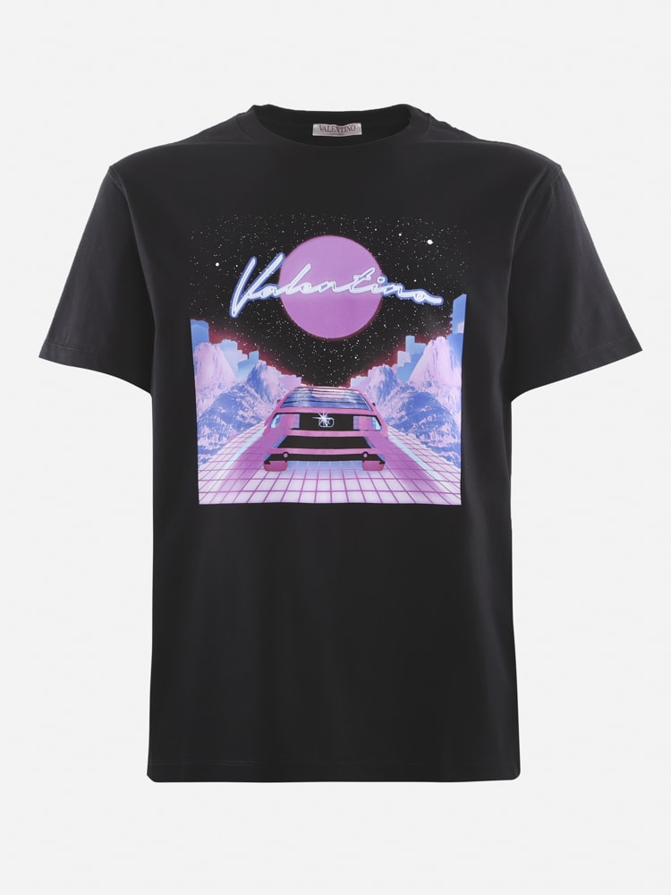 Valentino Cotton T-shirt With Virtual Runner Print