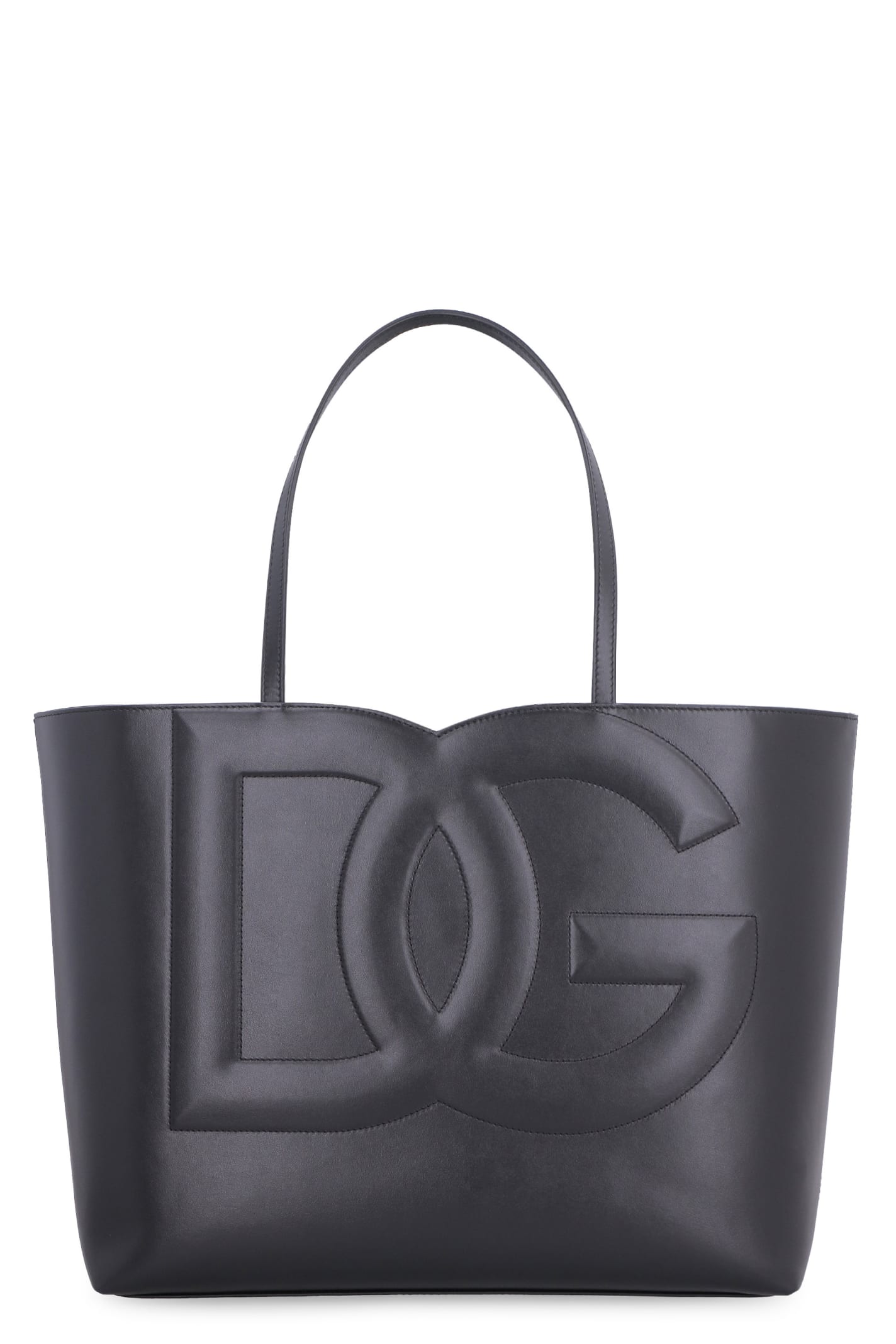Dolce & Gabbana Dg Logo Leather Tote Bag In Black