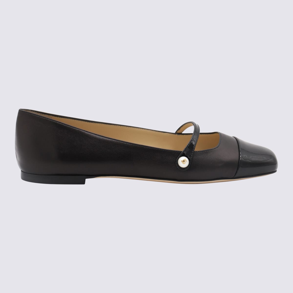 Shop Jimmy Choo Black Leather Elisa Flats