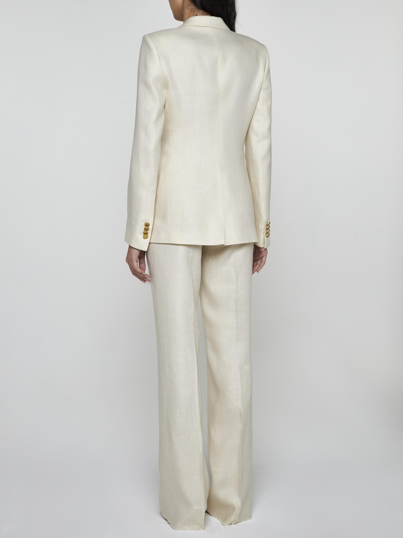 Shop Tagliatore Parigi Linen Suit In Cream