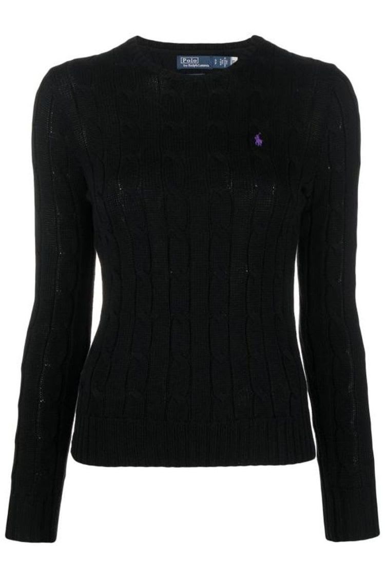 Shop Polo Ralph Lauren Julianna Cable Sweater In Nero