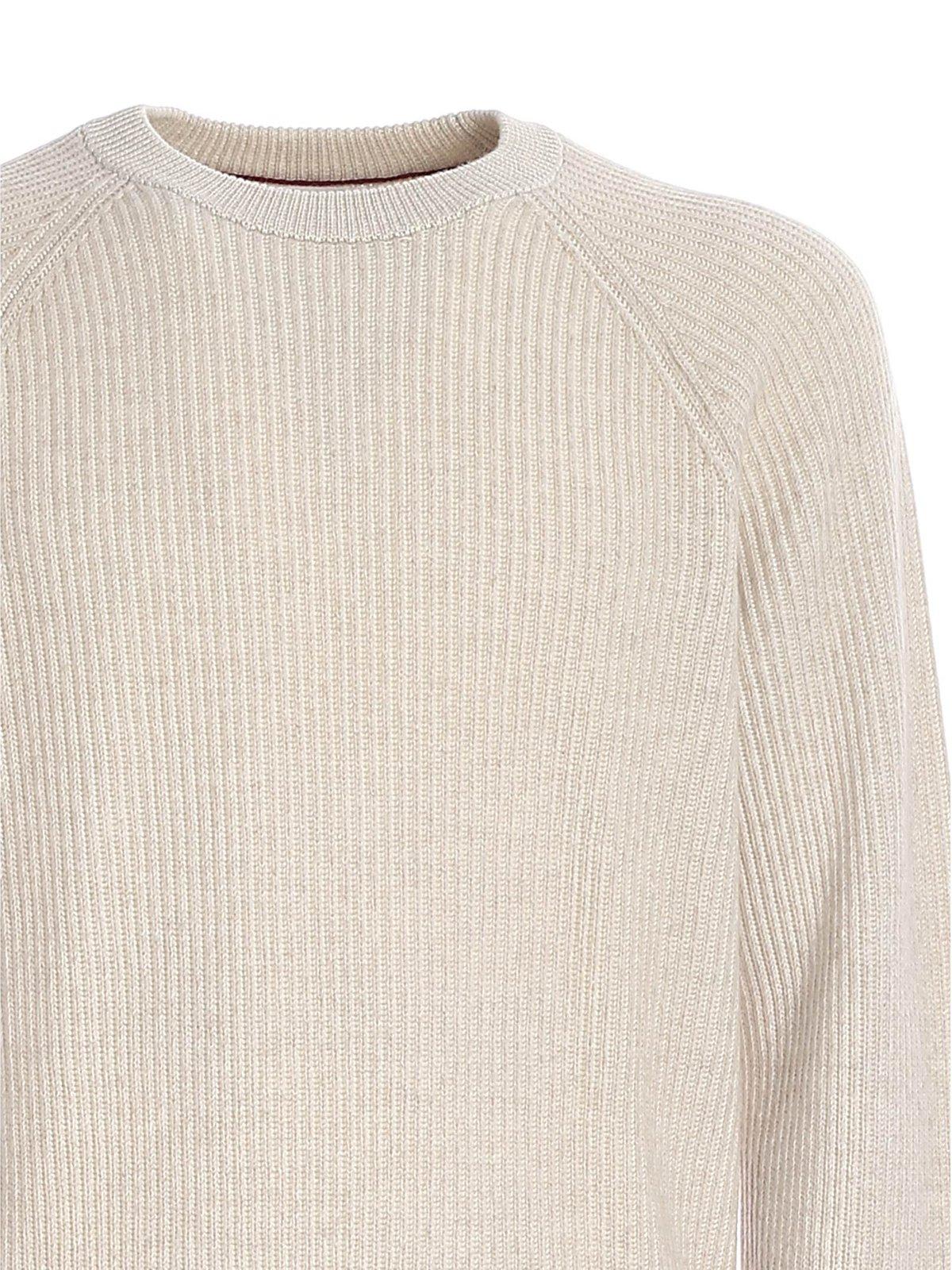 Shop Brunello Cucinelli Ribbed Knit Sweater  In Natural