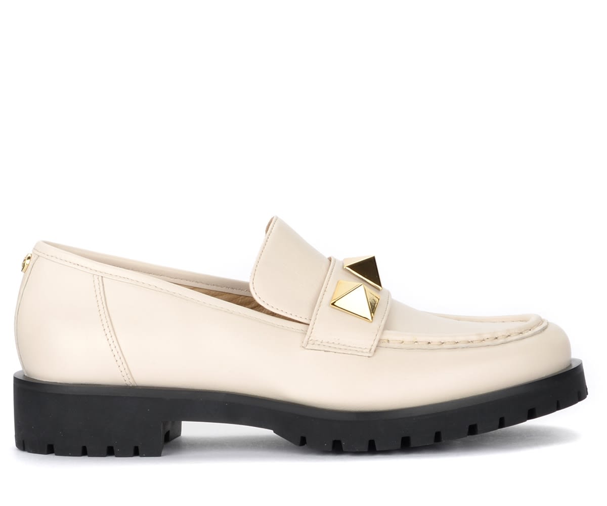 Michael Kors Holland Moccasin In Cream Color Leather