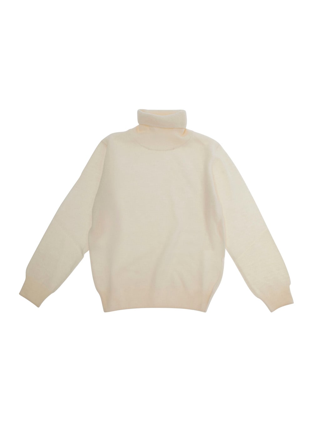 Il Gufo Ivory Turtleneck Sweater In Wool In White