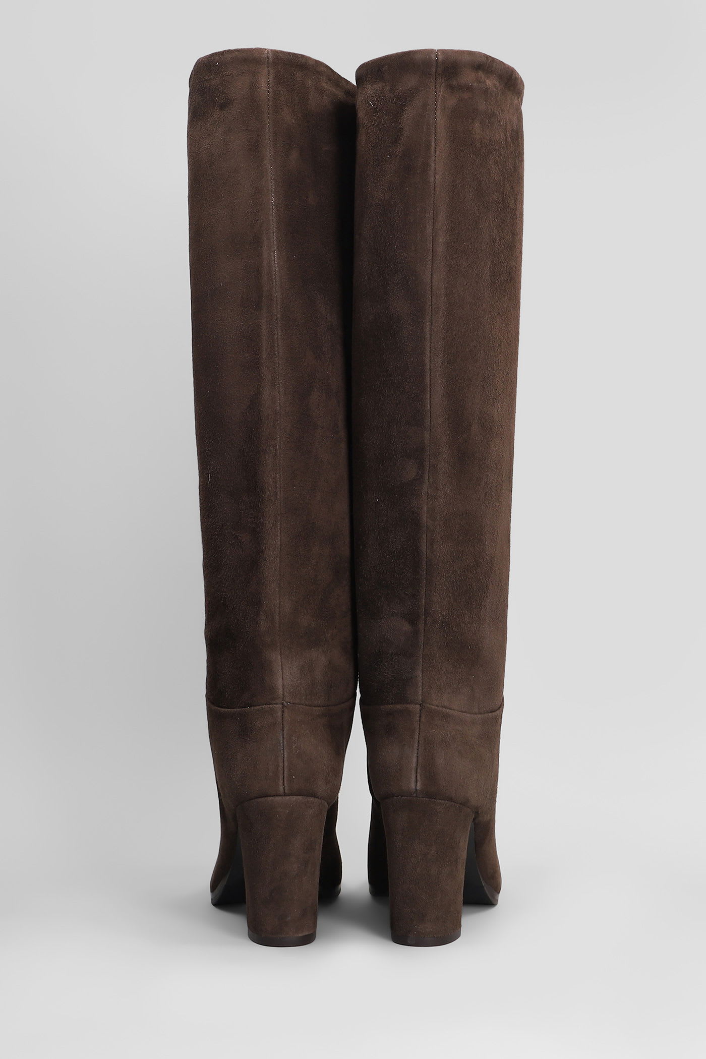 Julie Dee High Heels Boots In Dark Brown Suede In Brown