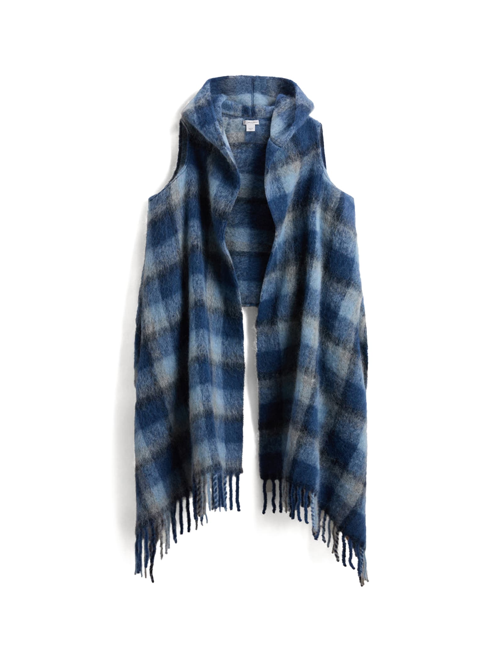 Shop Woolrich Blue Checked Scarf