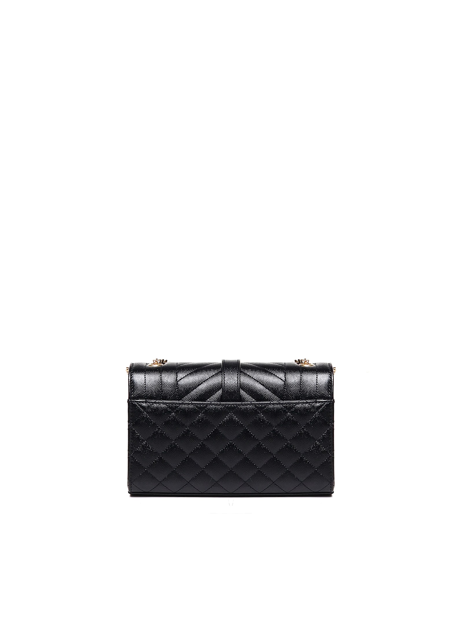 Shop Saint Laurent Envelope Lambskin Bag In Black