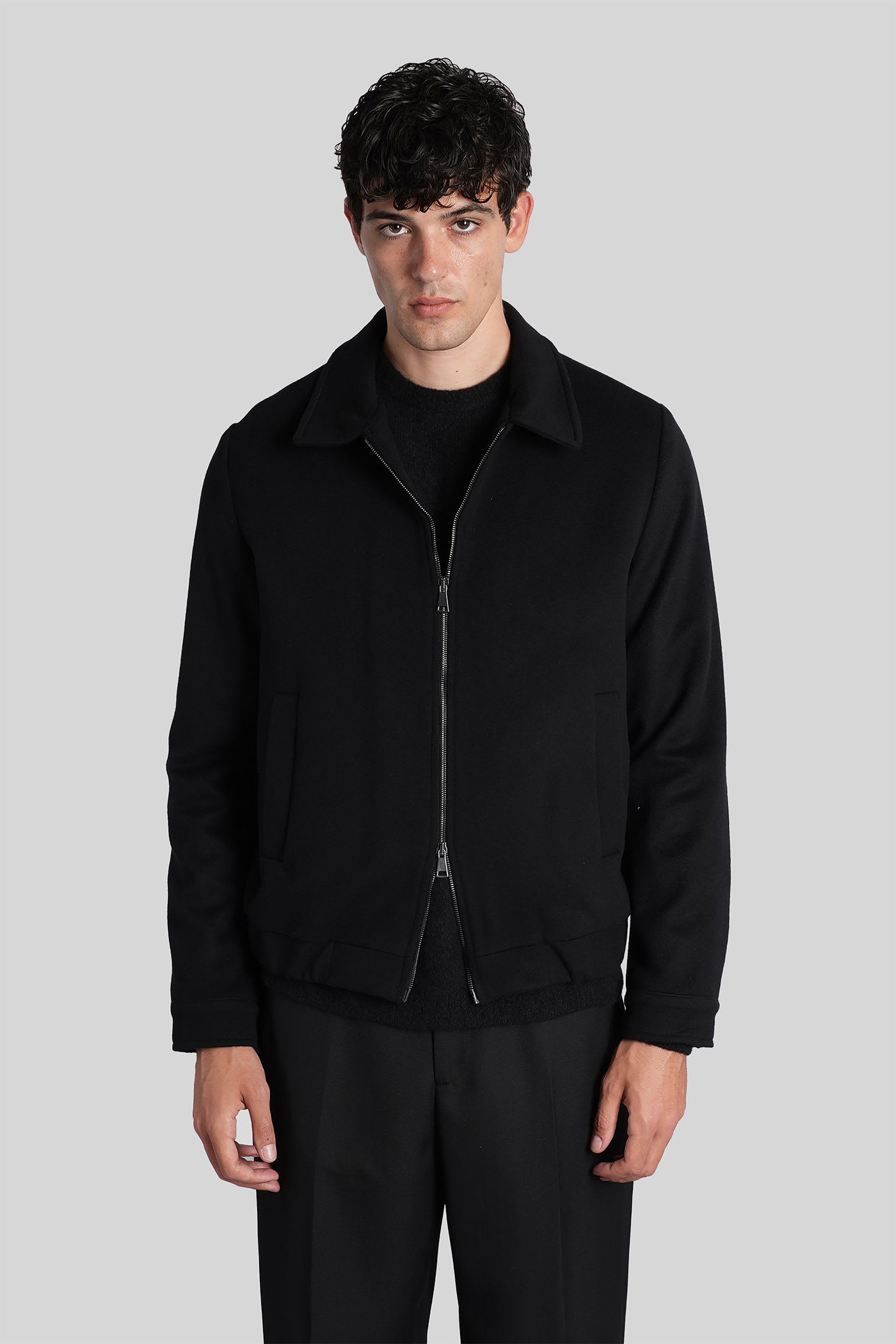 Costumein Polov Bomber Jacket In Black Wool In Black