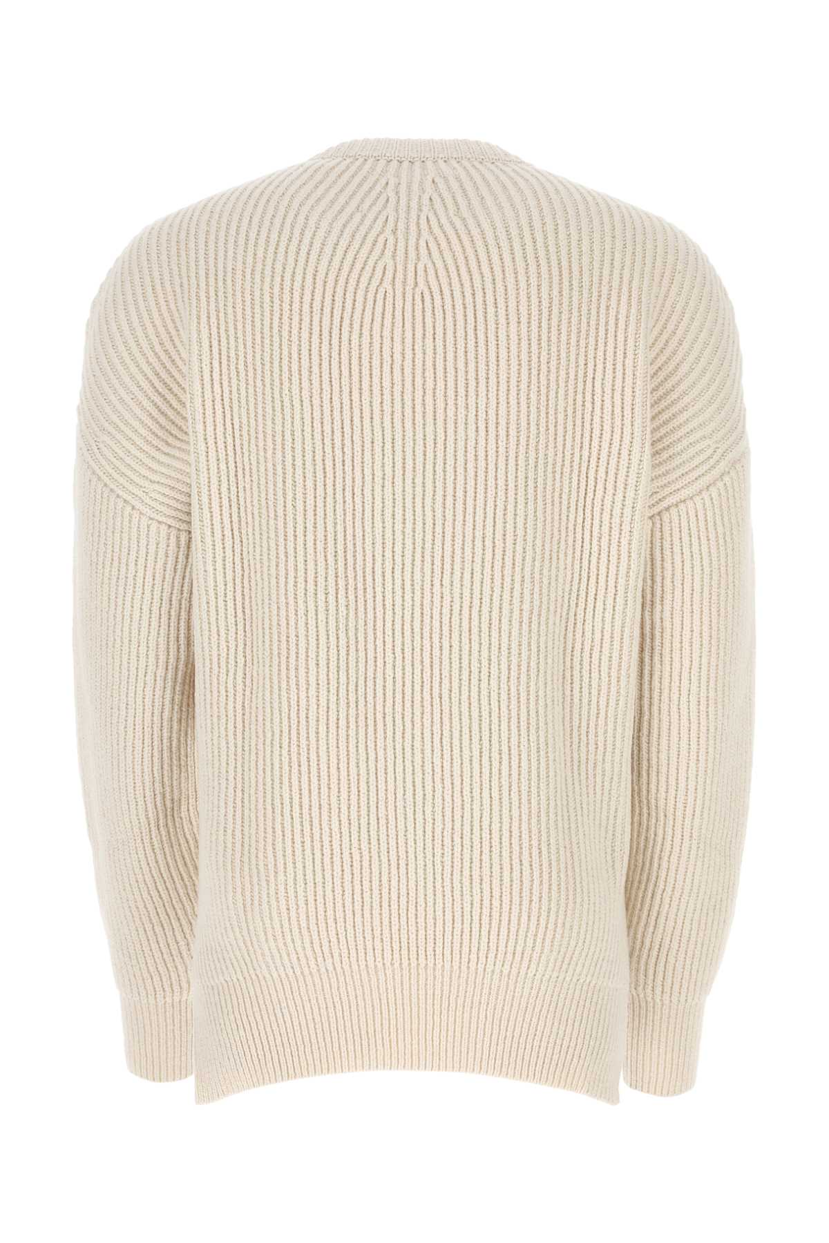 Jil Sander Ivory Cotton And Wool Sweater In 109