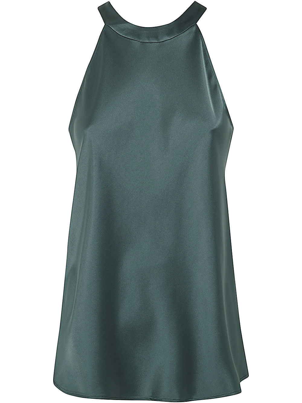 Shop Pinko Talange Satin Georgette Top In A Bottle Green