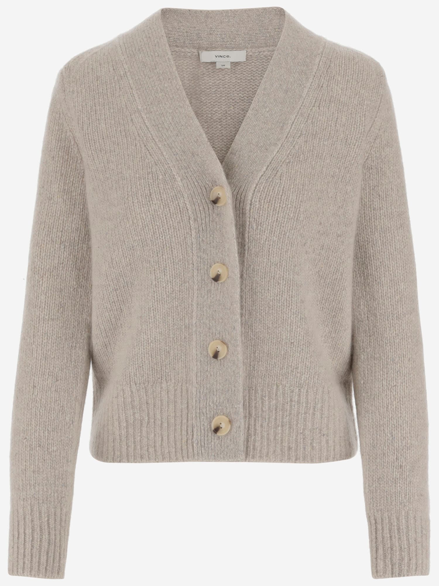 Shop Vince Cashmere Cardigan In Beige