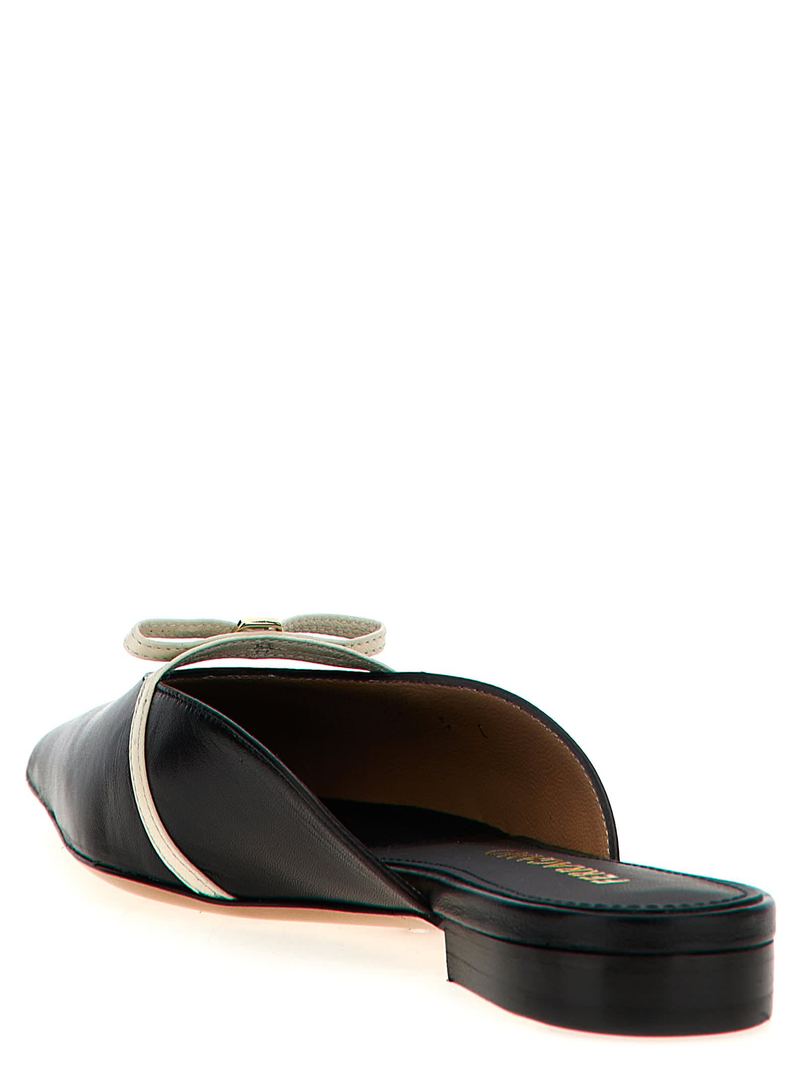 Ferragamo Bow Pointed Toe Mules In Black