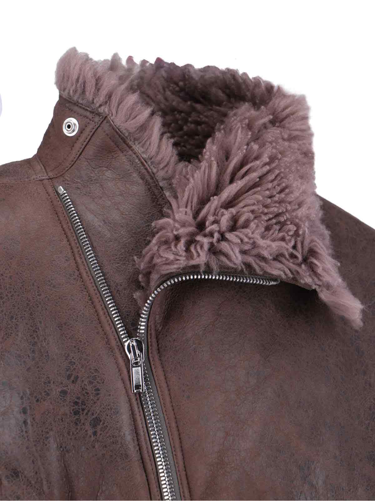 Rick Owens Lamb Leather And Shearling Jacket In Brown