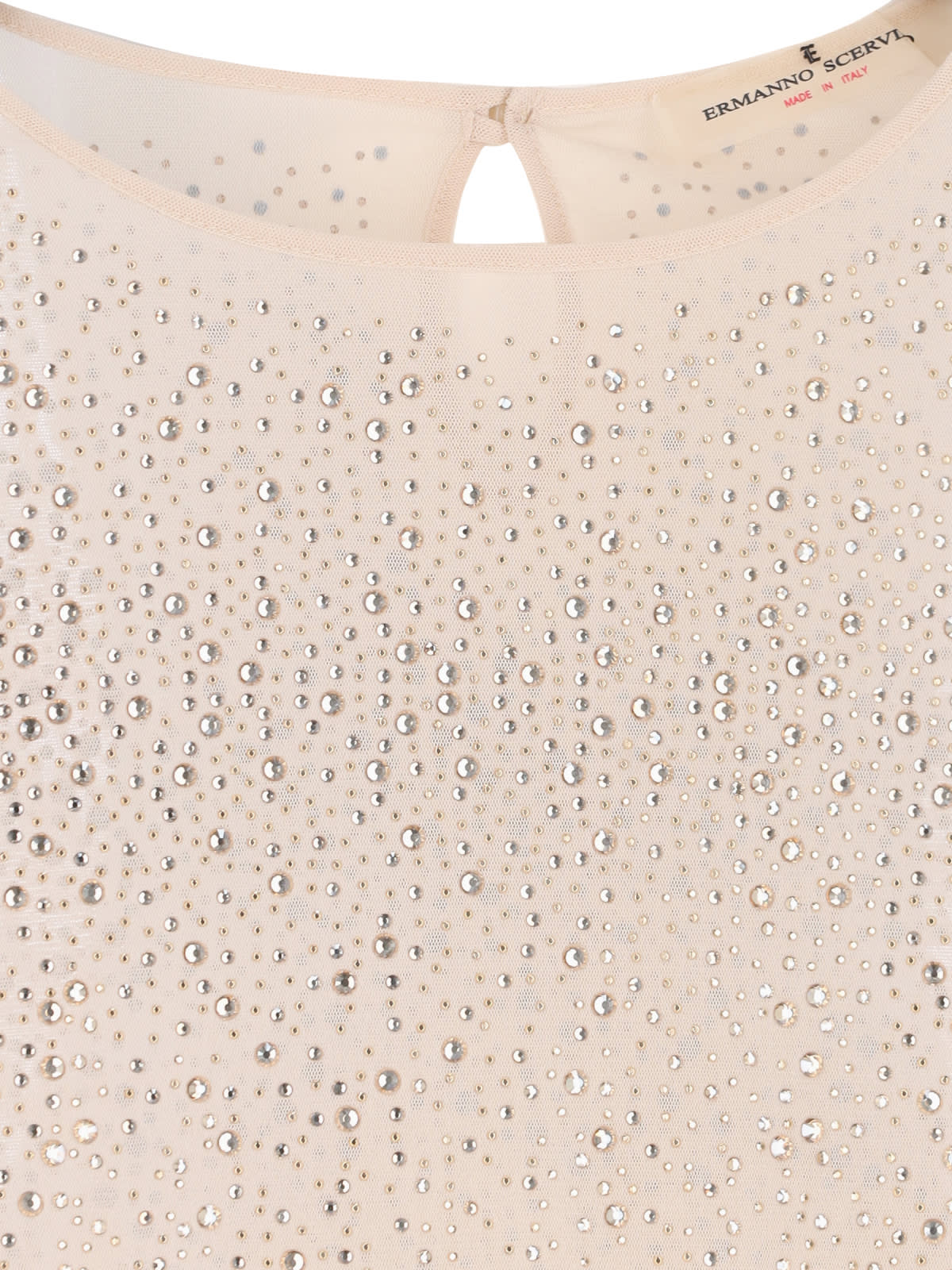 Shop Ermanno Scervino Rhinestones Detail Crop Top In Beige