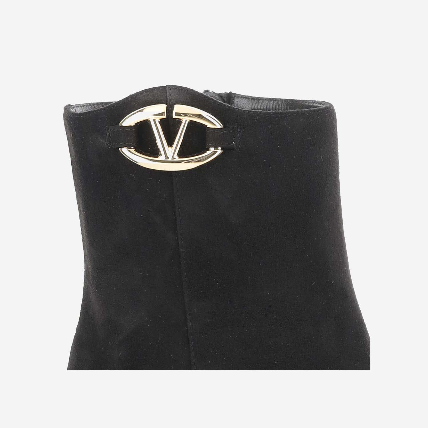 Shop Valentino Vlogo The Bold Edition Suede Ankle Boot In Black