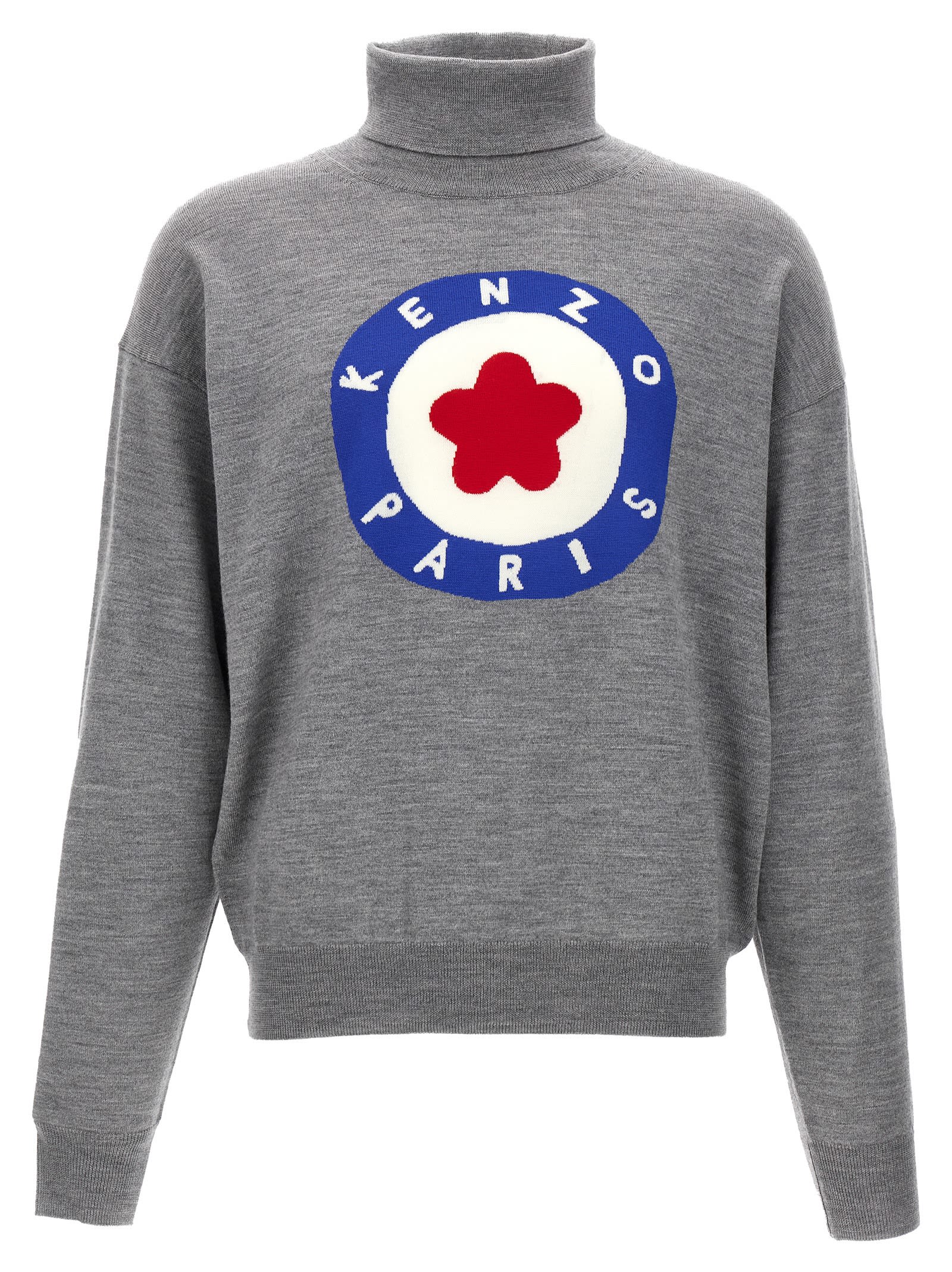 Shop Kenzo Target Turtleneck Sweater In Gray