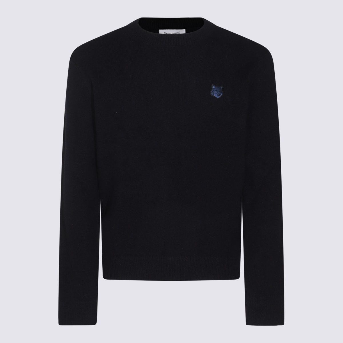 Shop Maison Kitsuné Navy Blue Wool Knitwear