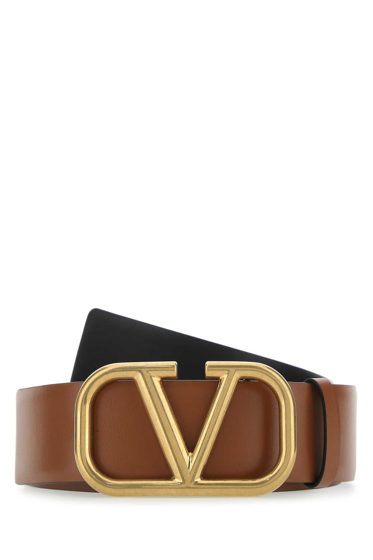 Brown Leather Vlogo Belt