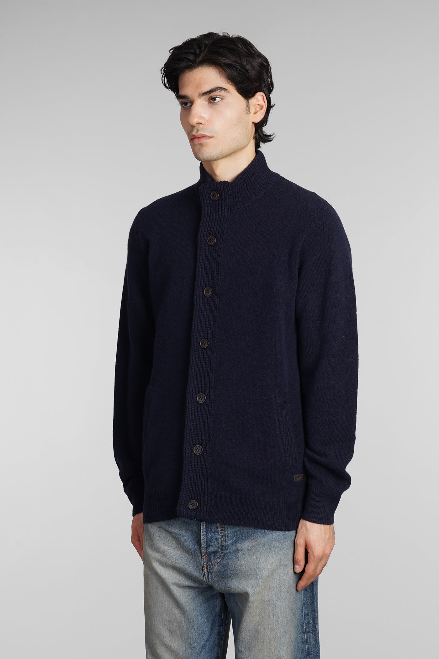 Shop Barbour Patch Zip Card T-shirt In Blue Wool