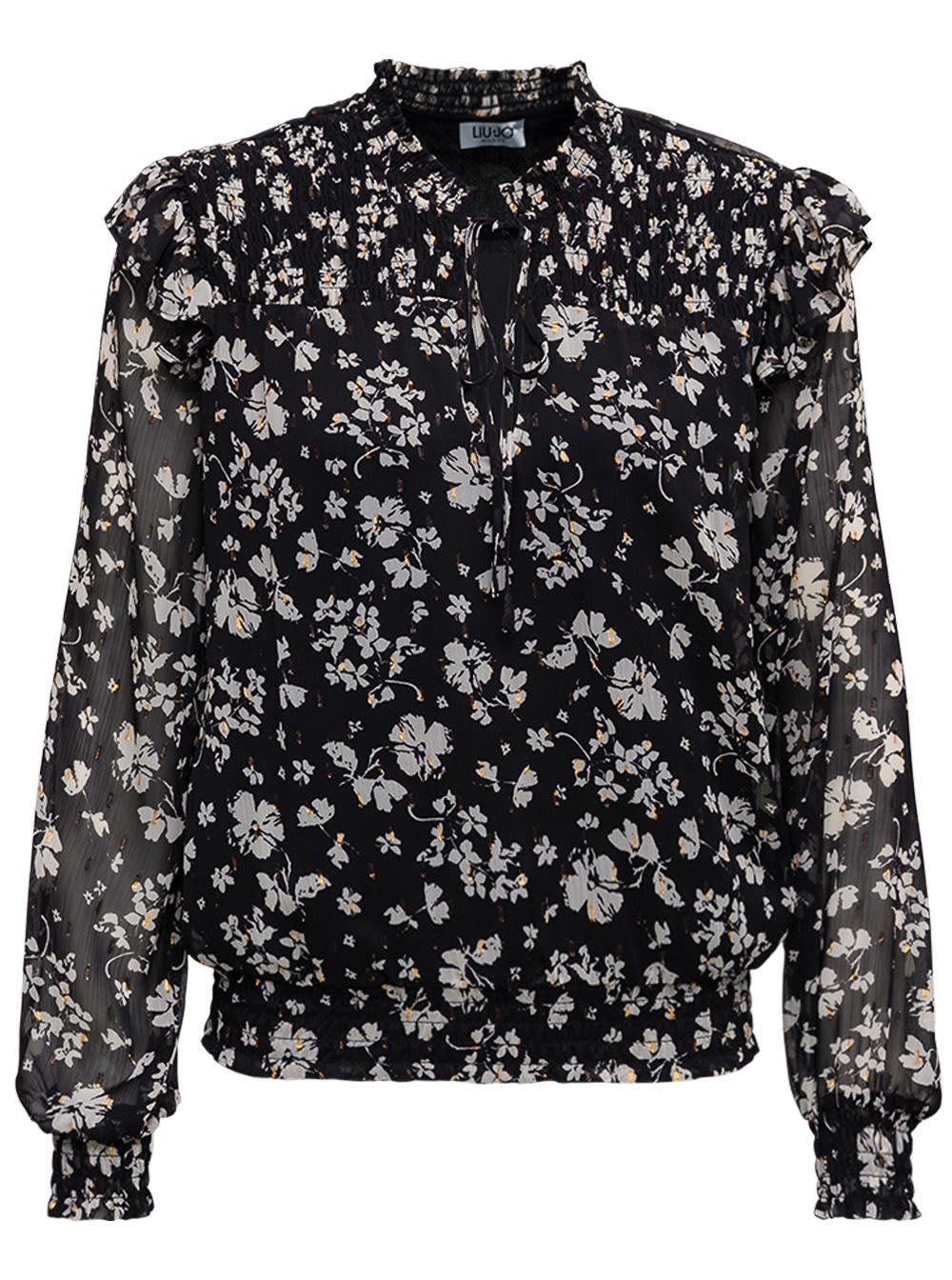Liu-Jo Floral Fabric Black Shirt