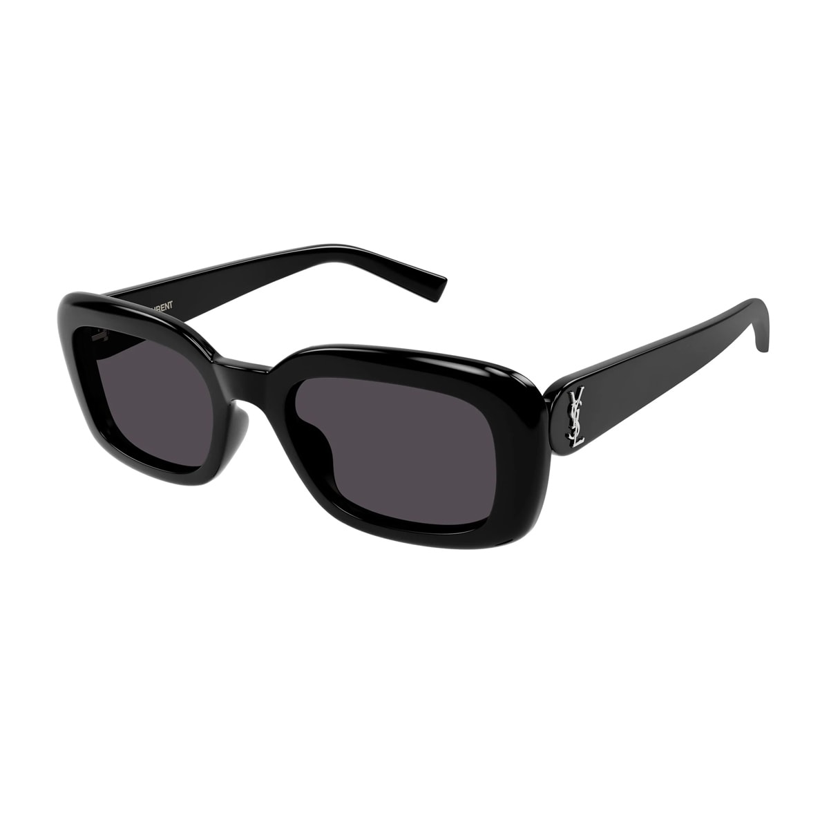 Saint Laurent Logo-plaque Rectangle-frame Sunglasses In Black