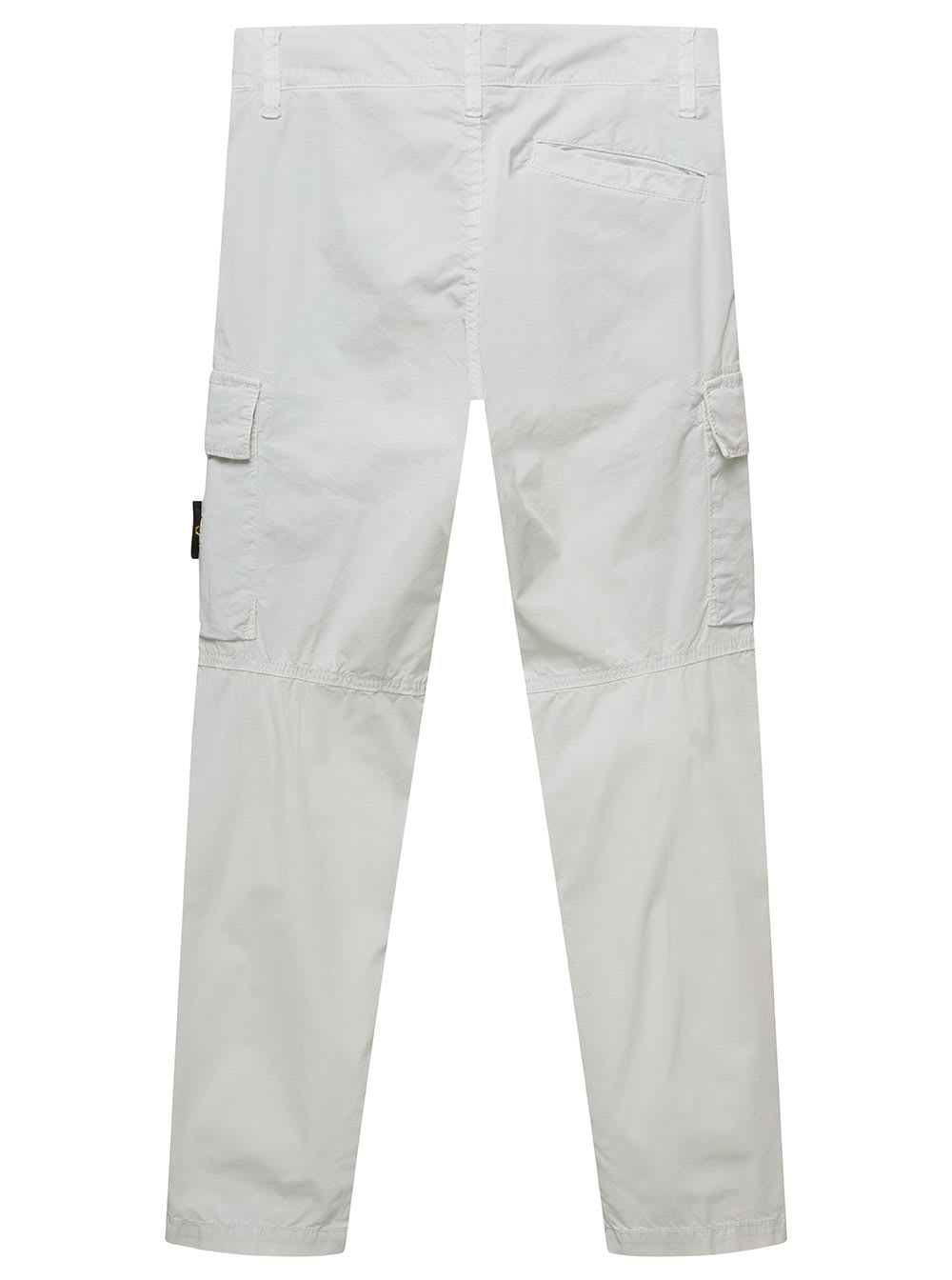 Shop Stone Island Junior Grey Cargo Pants With Logo Patch And Pockets In Stretch Cotton Boy