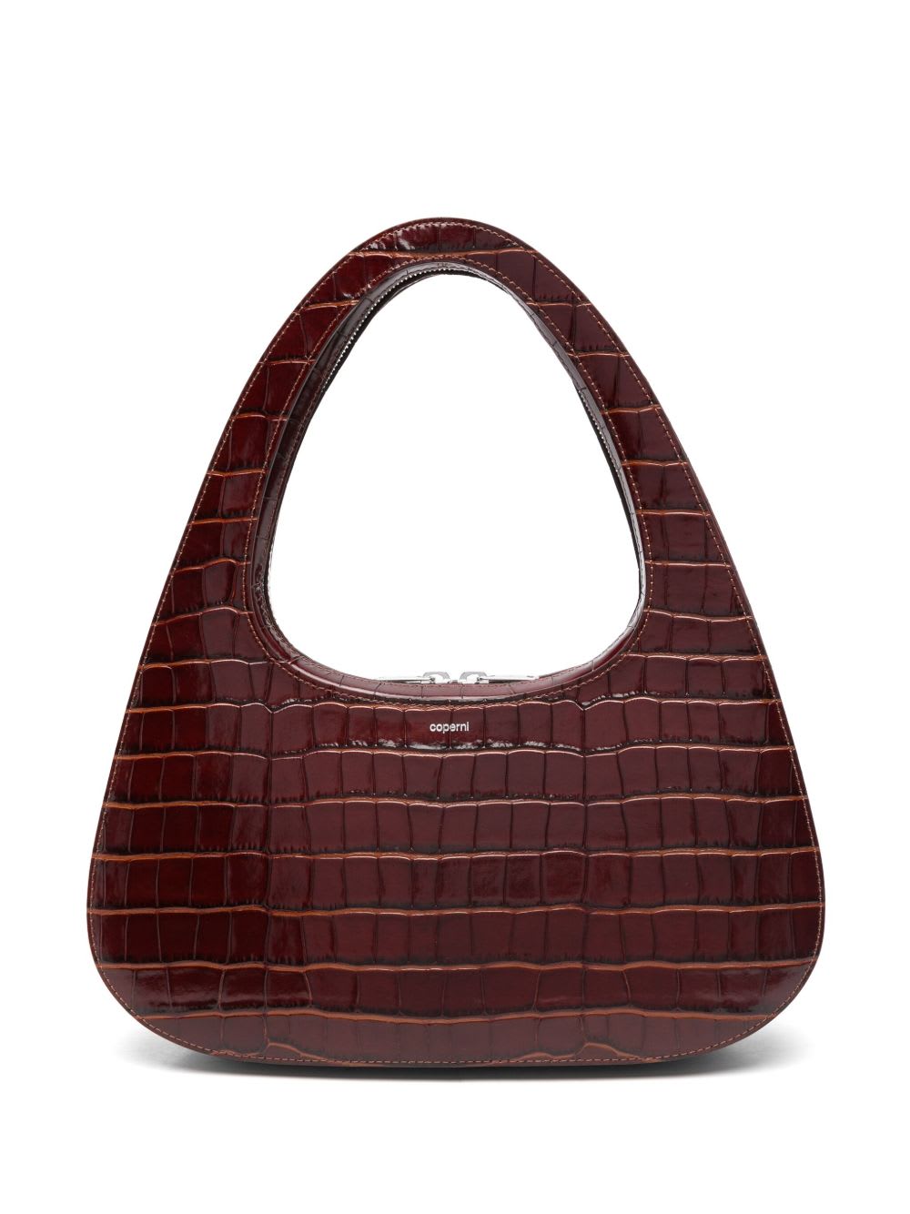 Coperni Swipe Baguette Leather Shoulder Bag In Brown