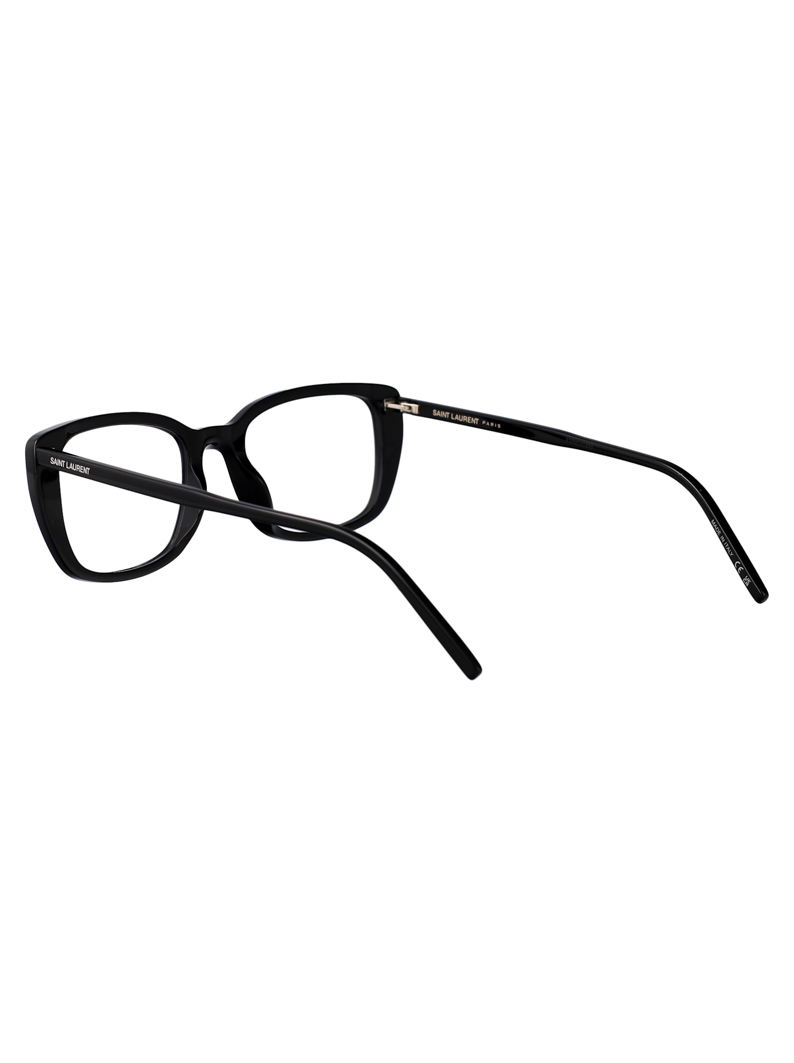 Saint Laurent Black-black-transparent Recycled Acetate Glasses In Black