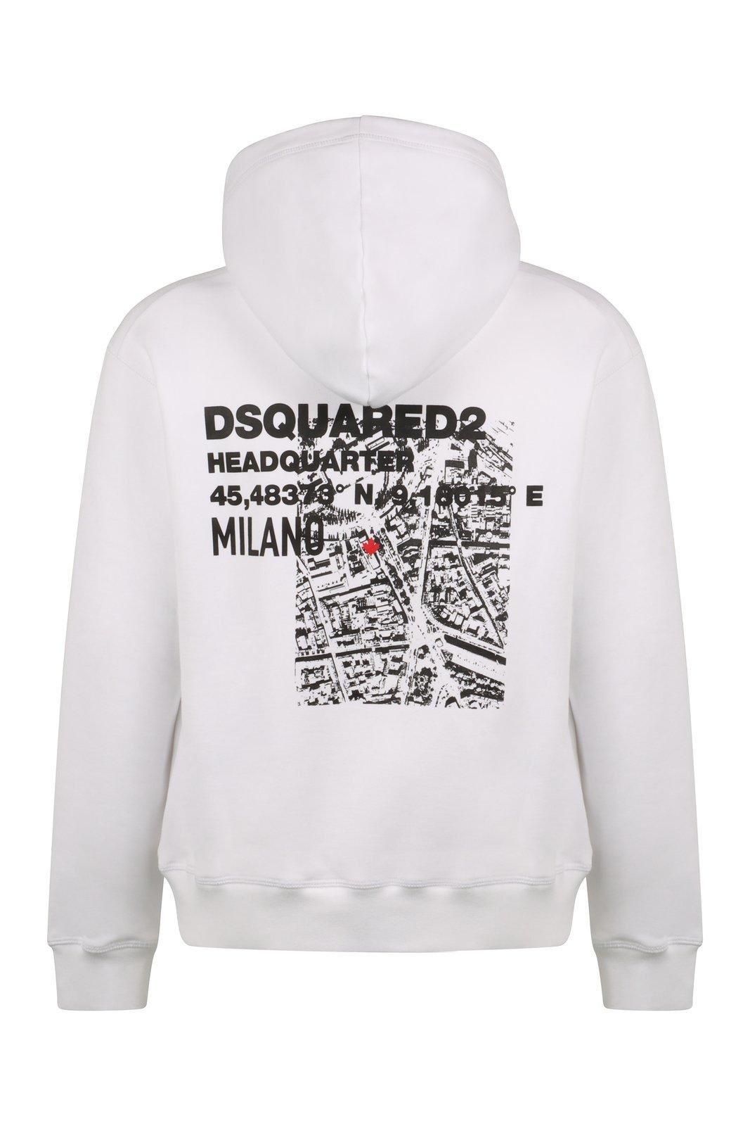 Dsquared2 Ceresio Map Cool Fit Hoodie In White