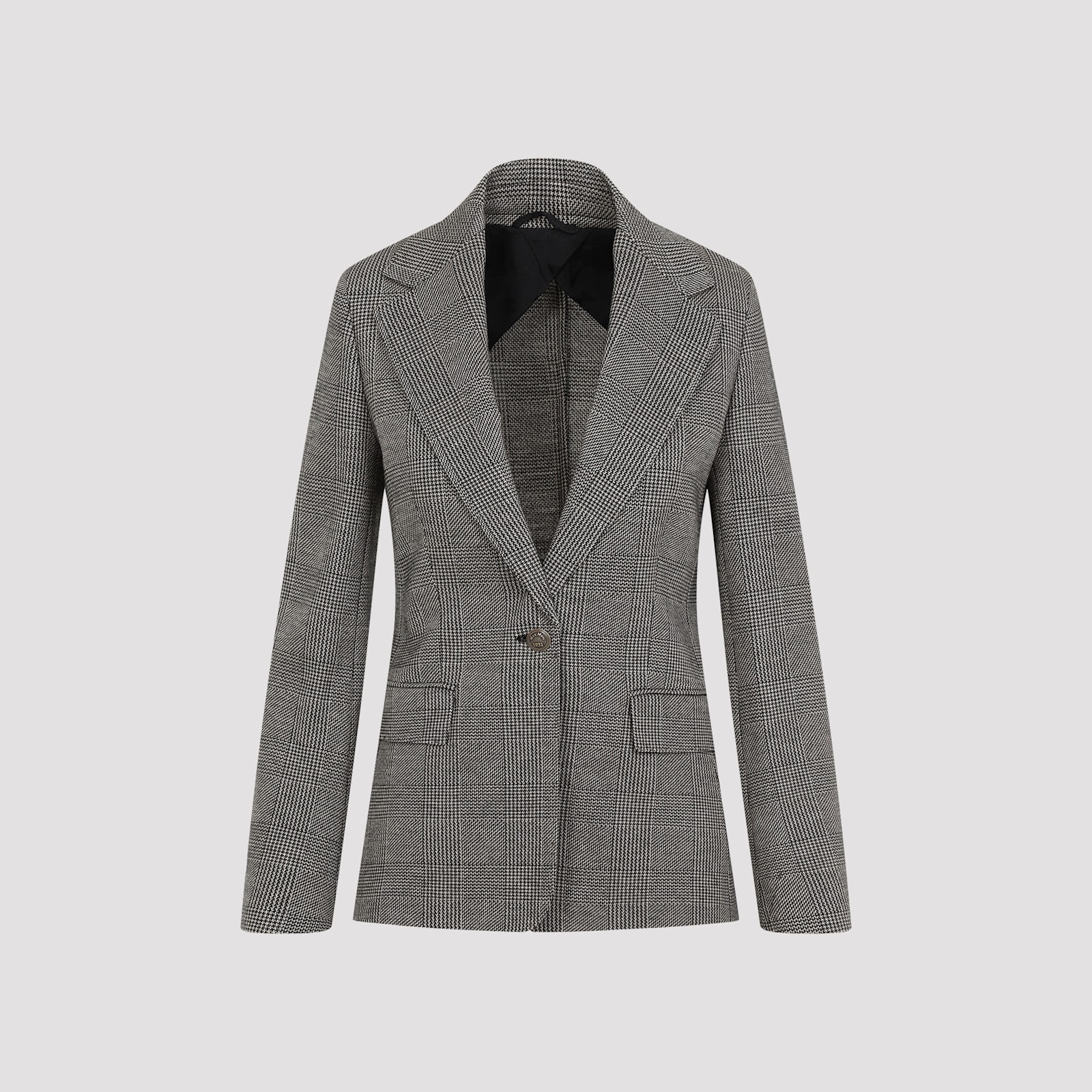 Shop Max Mara Muschio Prince Wales Jacket In Nero Pomice