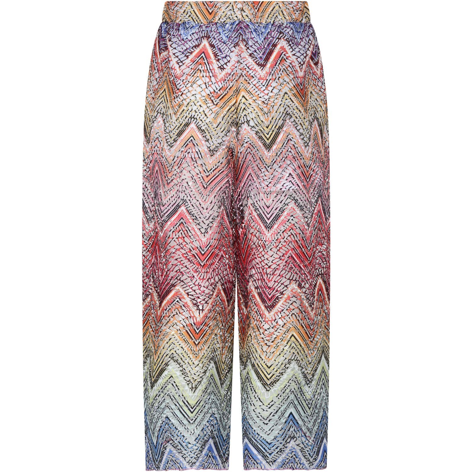 Shop Missoni Red Trousers For Girl With Sequins In Multicolor
