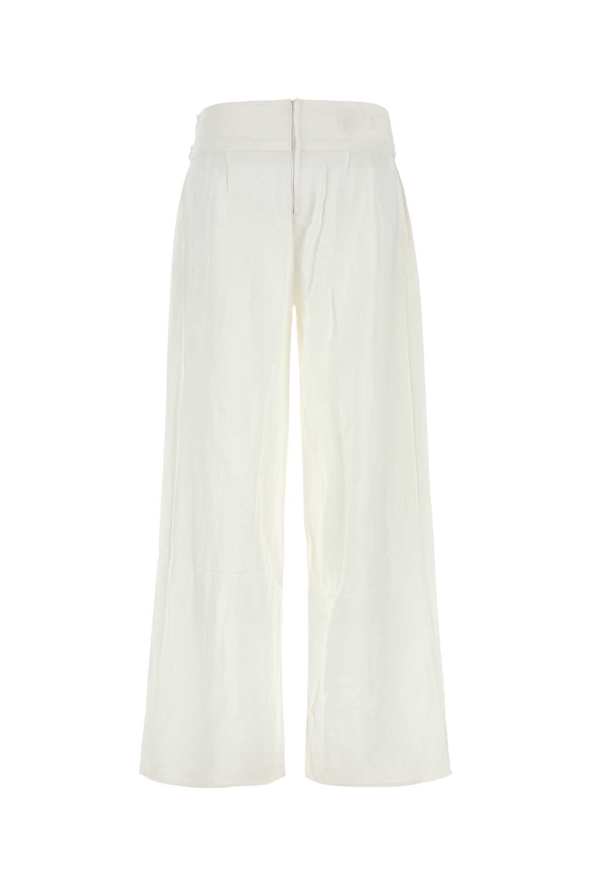 LOIS WHITE VISCOSE BLEND SAGE WIDE-LEG PANT