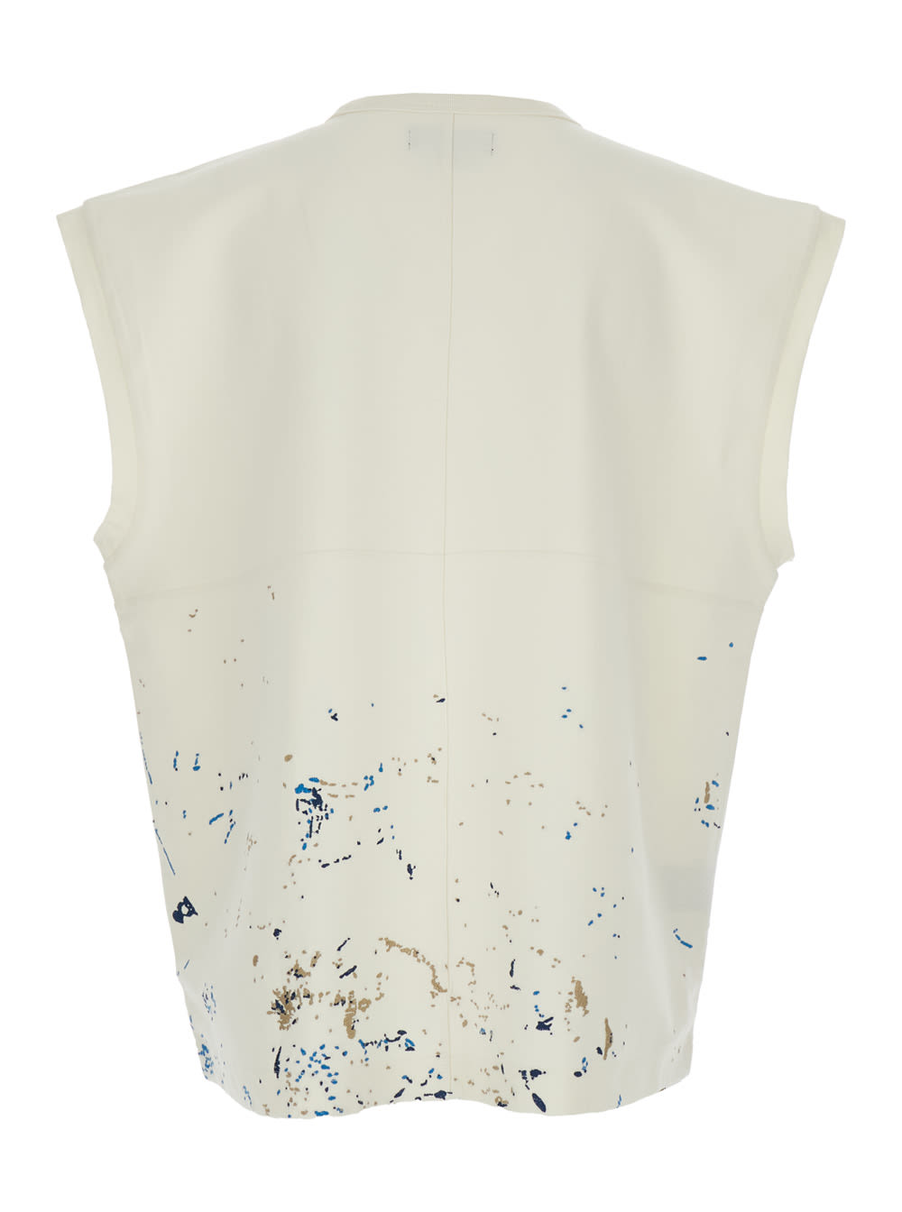 Purple Brand White Crewneck Sleeveless T-shirt With Maxi Print On The Front In Cotton Man