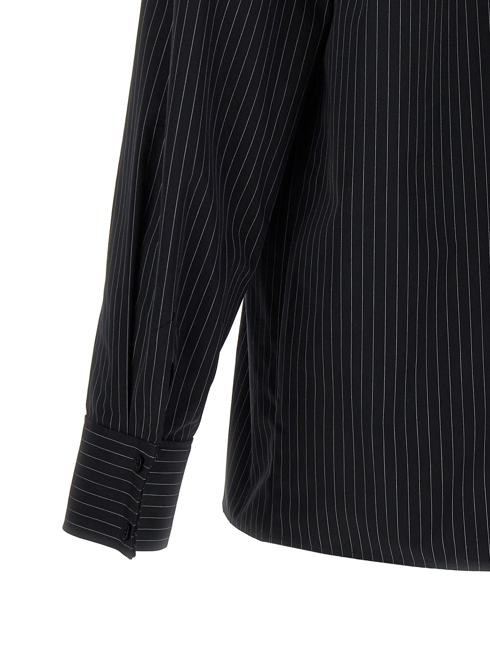 Shop Saint Laurent Striped Shirt In White/black