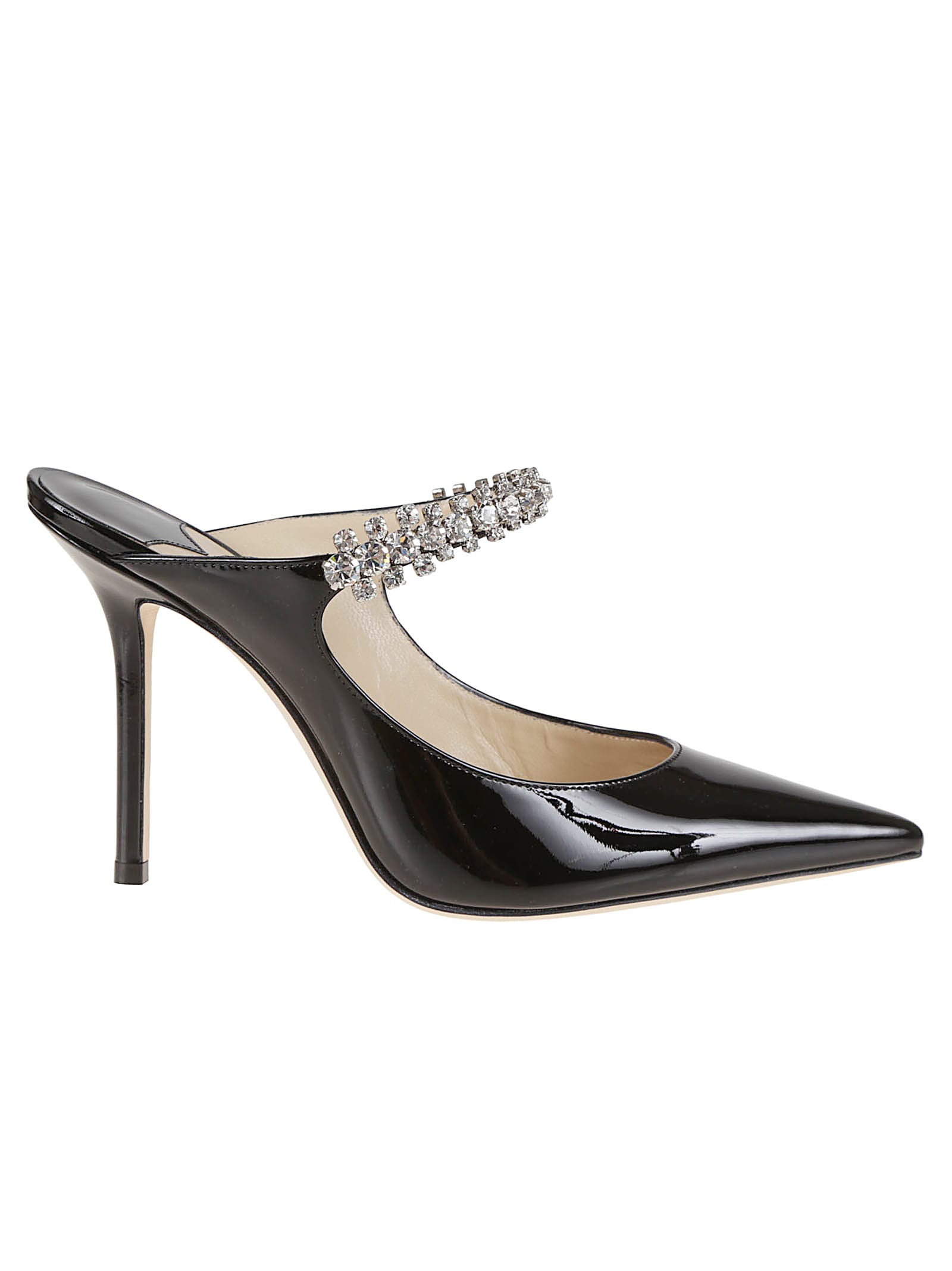 Jimmy Choo Crystal Strap Embellished Mules With 10cm Heel In Black