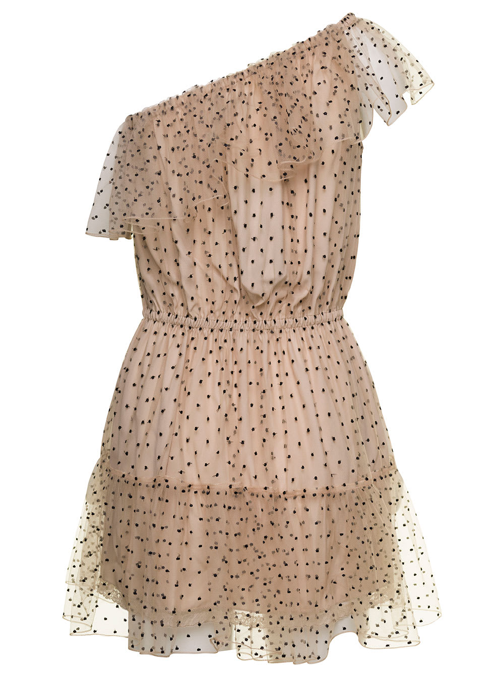 Gucci Women Embroidered Tulle Mini Dress In Beige
