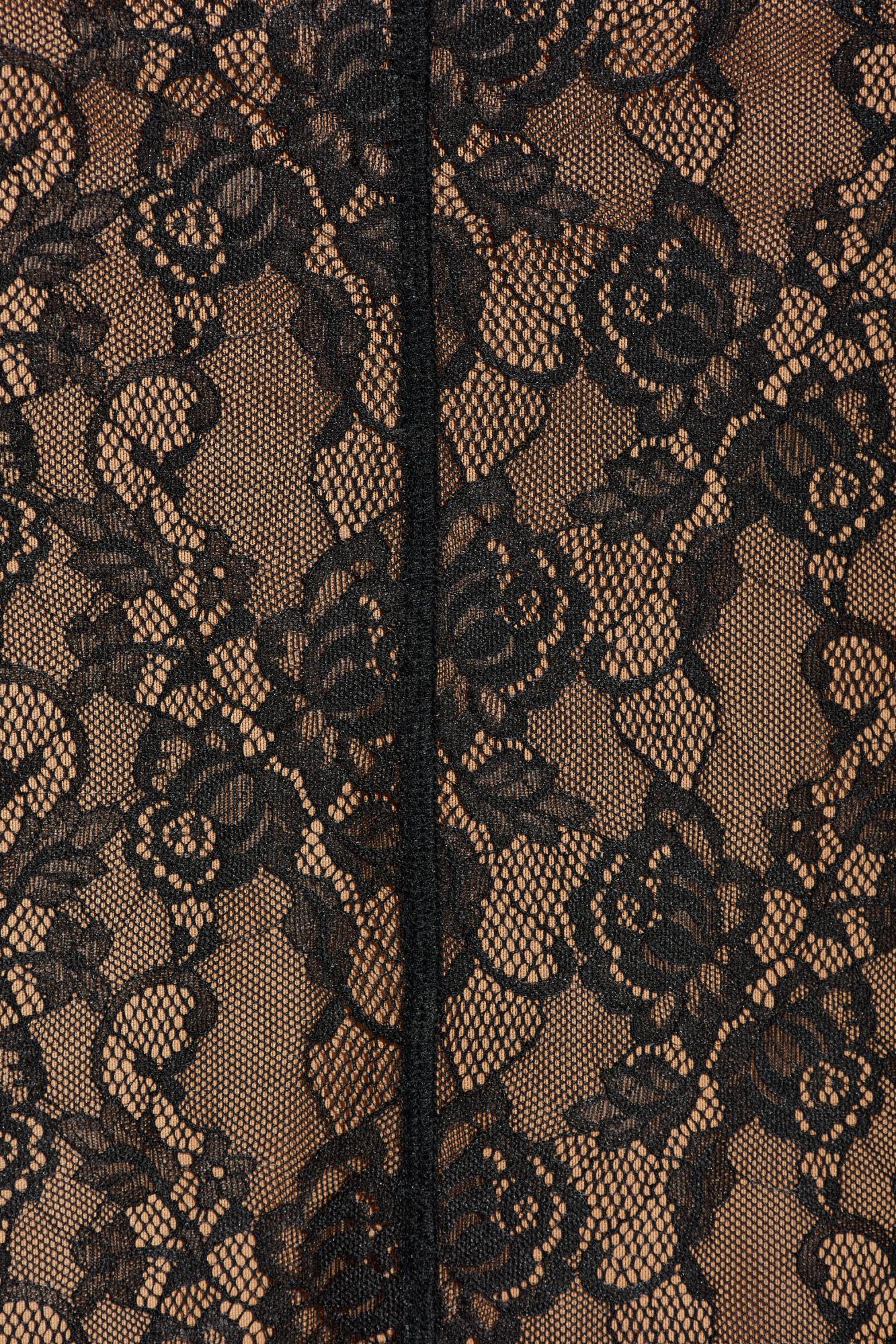 Self-portrait Self Portrait Black Floral Lace Midi Skirt In Brown