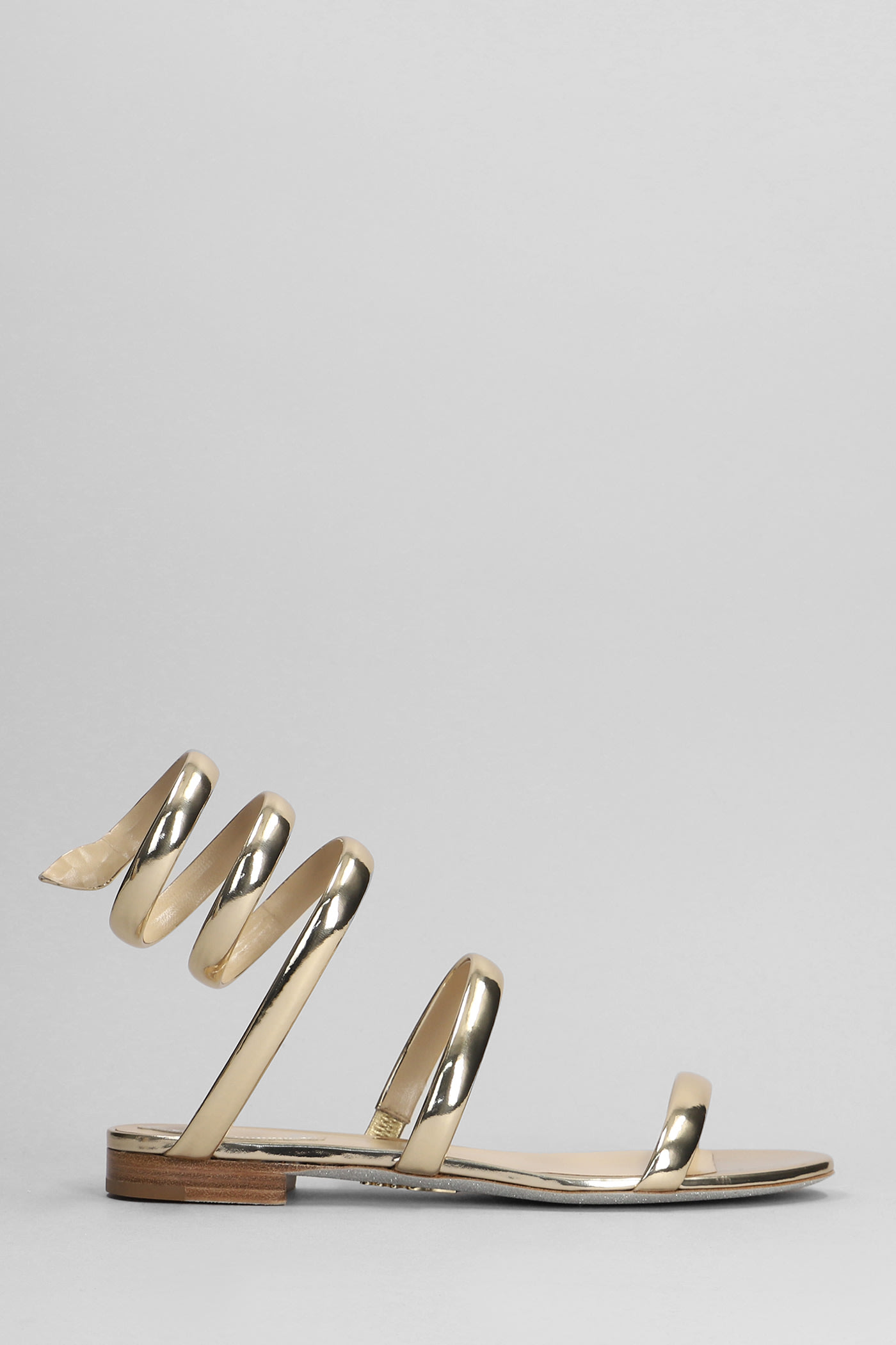 René Caovilla Serpente Flats In Gold Leather