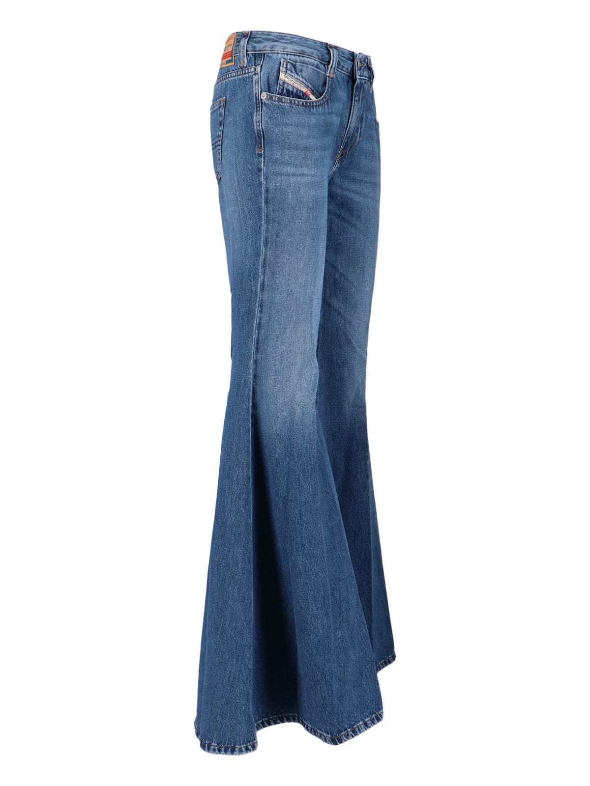 Diesel High-waisted Flared Jeans With Vintage-inspired Finish In Blue