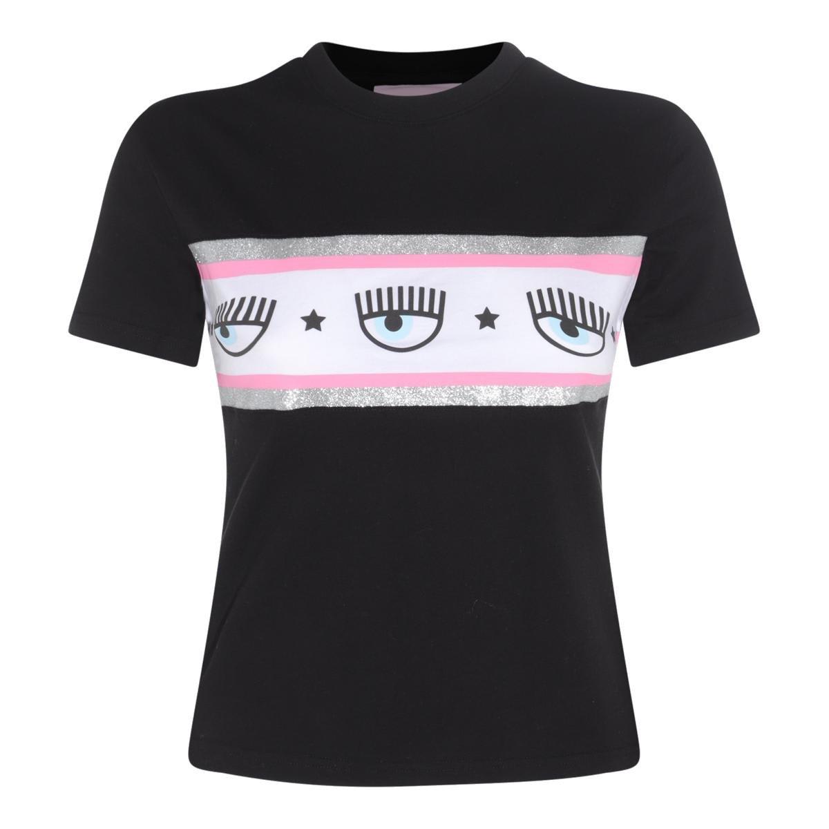 Chiara Ferragni Maxi Logomania Cotton T-shirt In Black