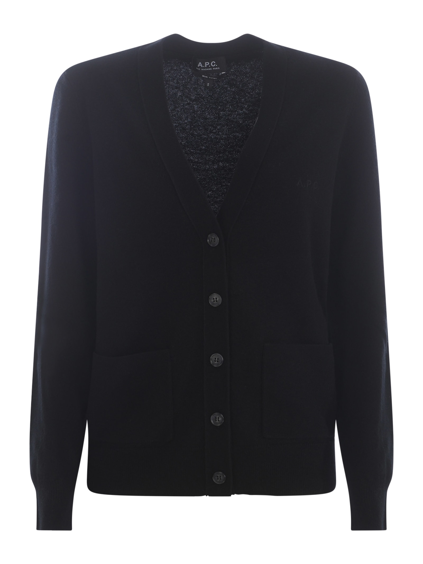 Shop Apc Cardigan A.p.c. Louisa In Virgin Wool In Black