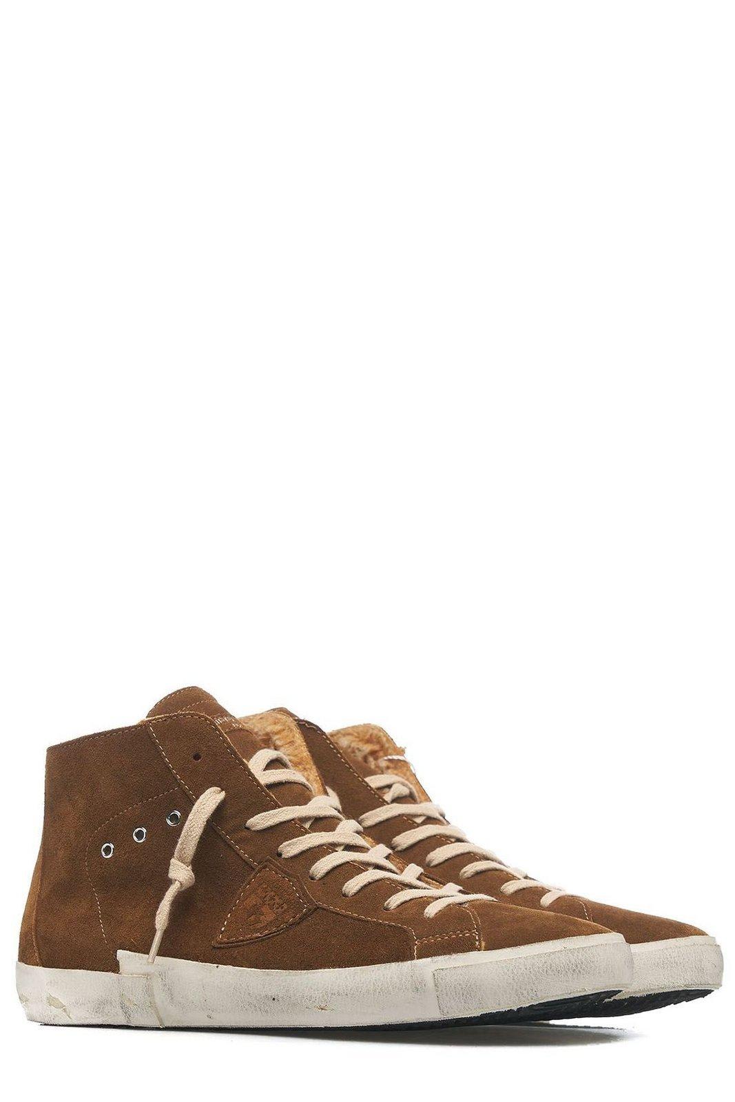 Shop Philippe Model Prhu Lace-up Sneakers In Marrone