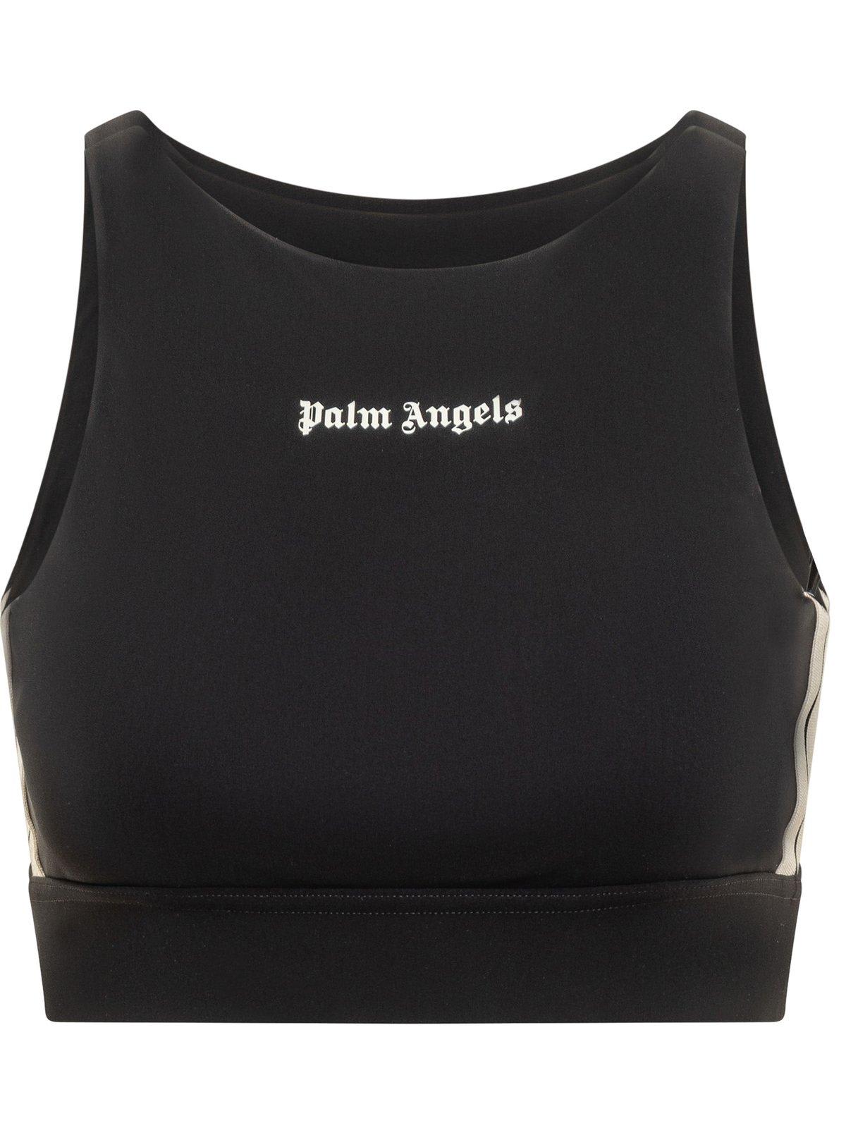 Palm Angels Logo Printed Sports Top In Black