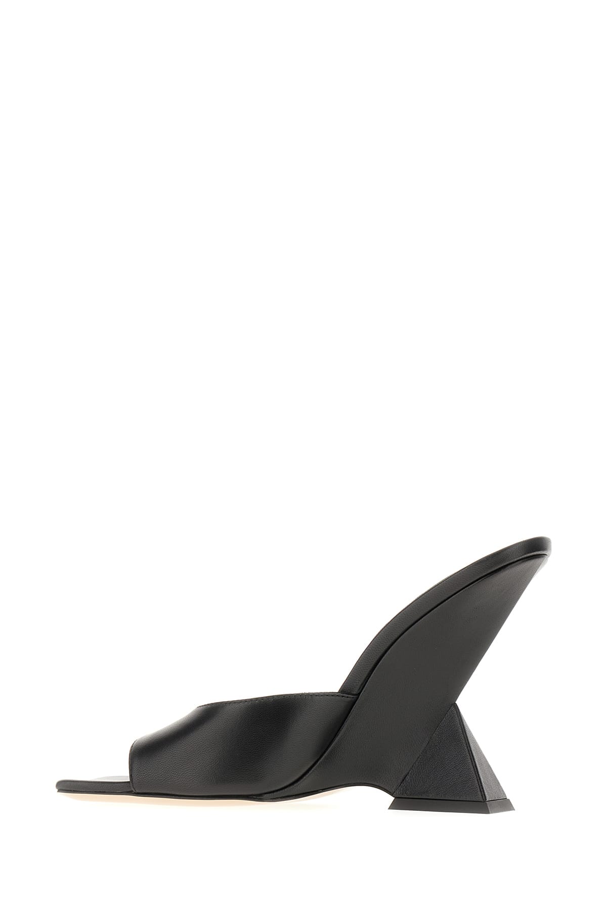 Shop Attico Black Leather Mules In 100