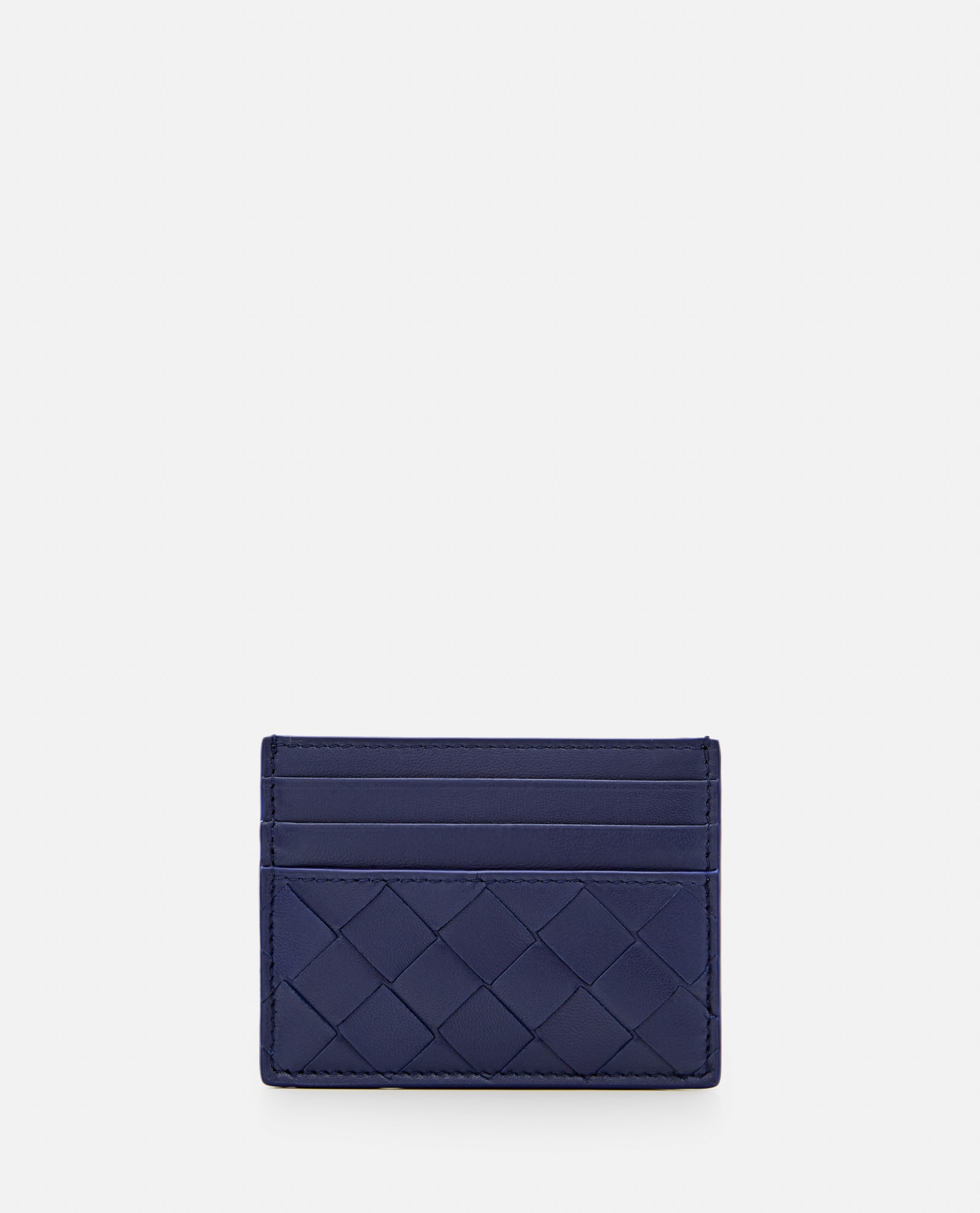 Shop Bottega Veneta Leather Card-holder In Blue