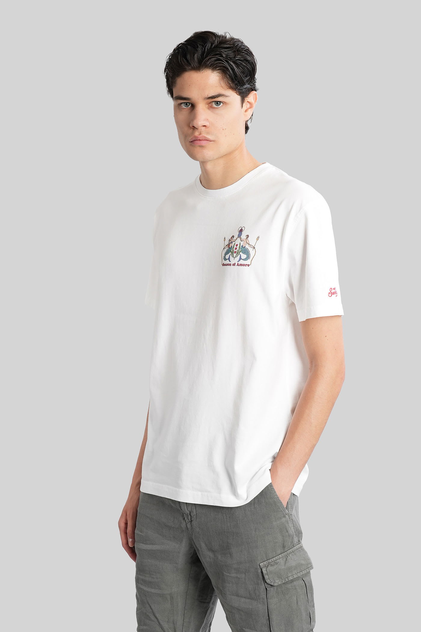 Mc2 Saint Barth Tshirt Man T-shirt In White Cotton In White